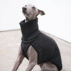 Seymour wearing a whippet coat in charcoal wool